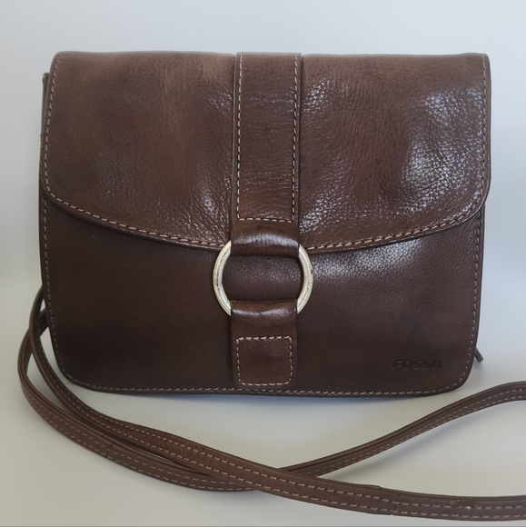 Fossil Handbags - 🚫SOLD🚫Vintage Fossil Dark Brown Leather Small Crossbody Organizer